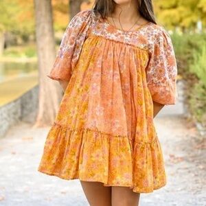 American Eagle Outfitters Floral Flowy Babydoll Bohemian Peasant Sundress, Sz L